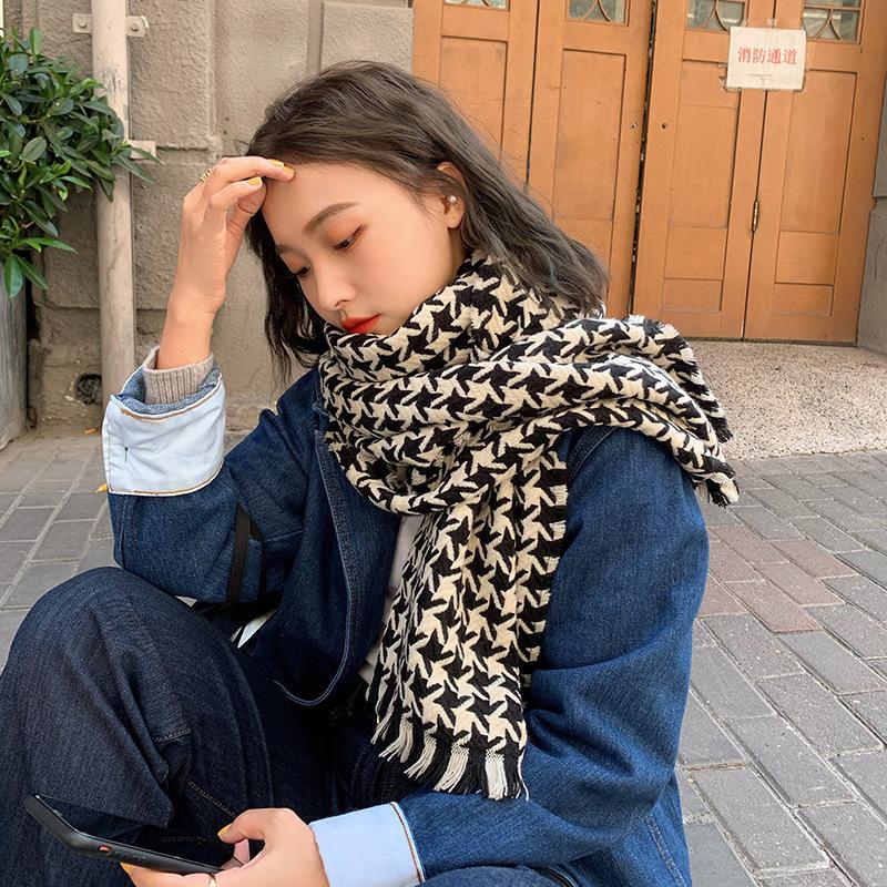 Tausend-Vogel-förmiger Schal für Studentinnen im Winter. Vielseitiger, warmer, kaschmirartiger, verdickter Schal für Damen