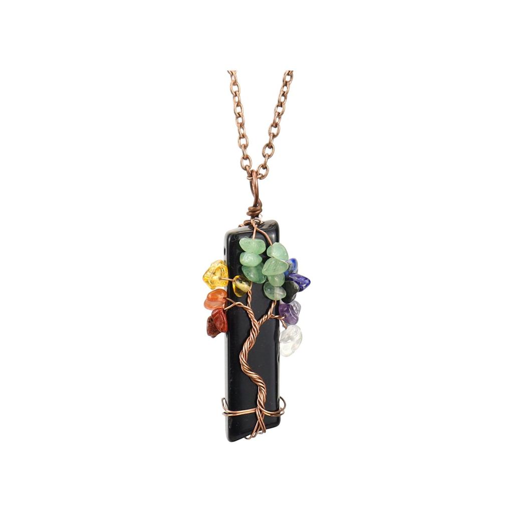 Natural Stone Irregular Crystal Strip Amethyst  Chip Pendant Necklace