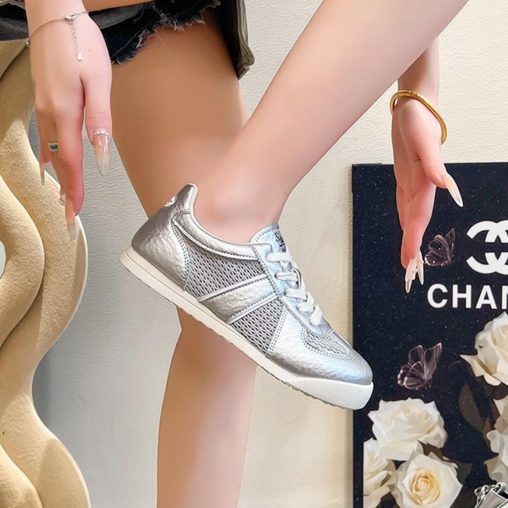 Women's Sneaker Boots Women's Leather Platform Casual Shoes Bright Top Fashion Low Lace-Up Sneaker Women's Running Shoes