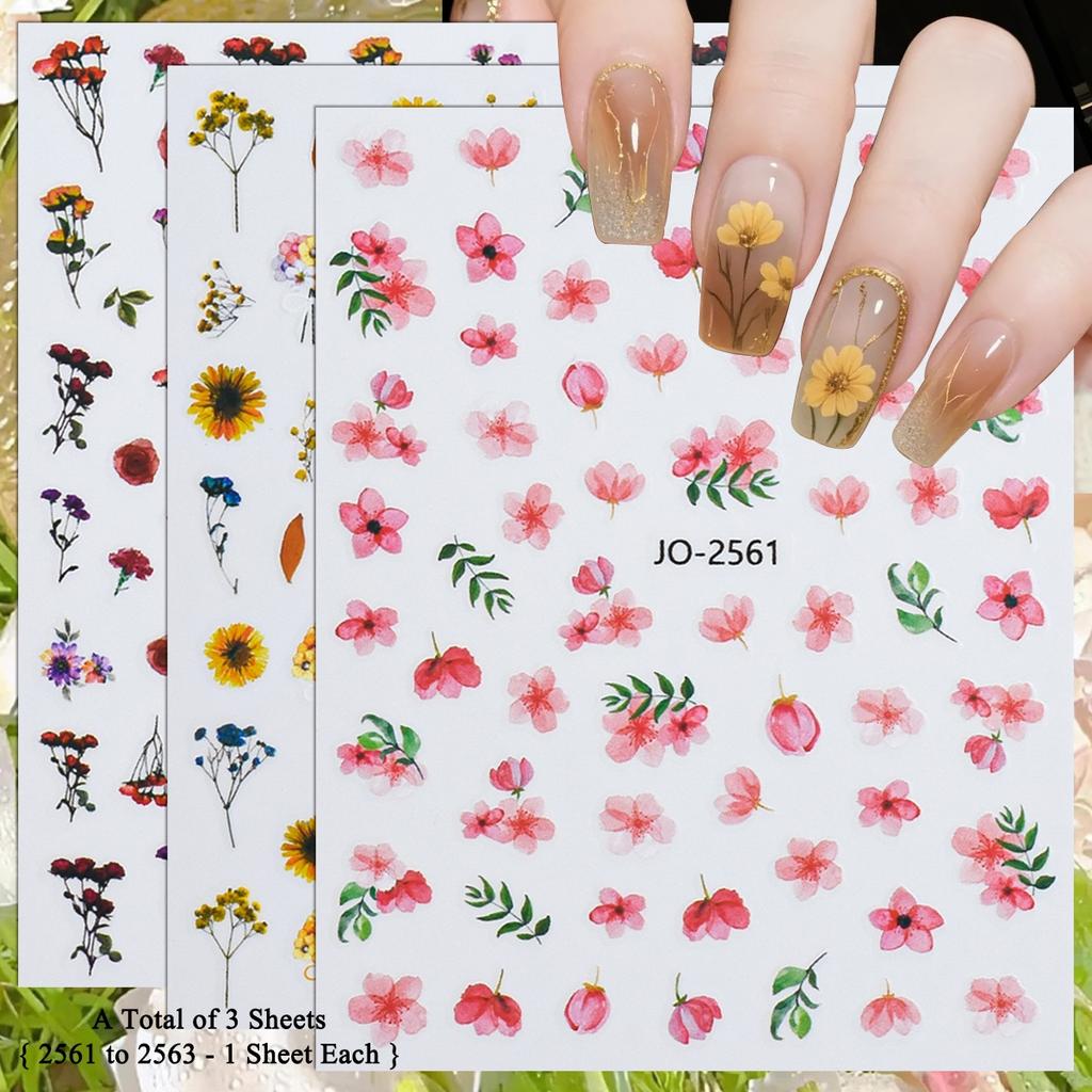 3 a 18 Hojas Pegatinas de Flores Acuarela para Uñas Calcomanías Florales para Uñas Primavera Azul Rosa Botánicas Manicura DIY