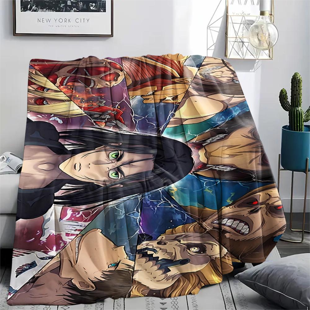 1PC Attack On Titan Print Flannel Blanket, High Quality All Seasons, Home Decor, Warmth and Comfort, Perfect for Christmas Gifts