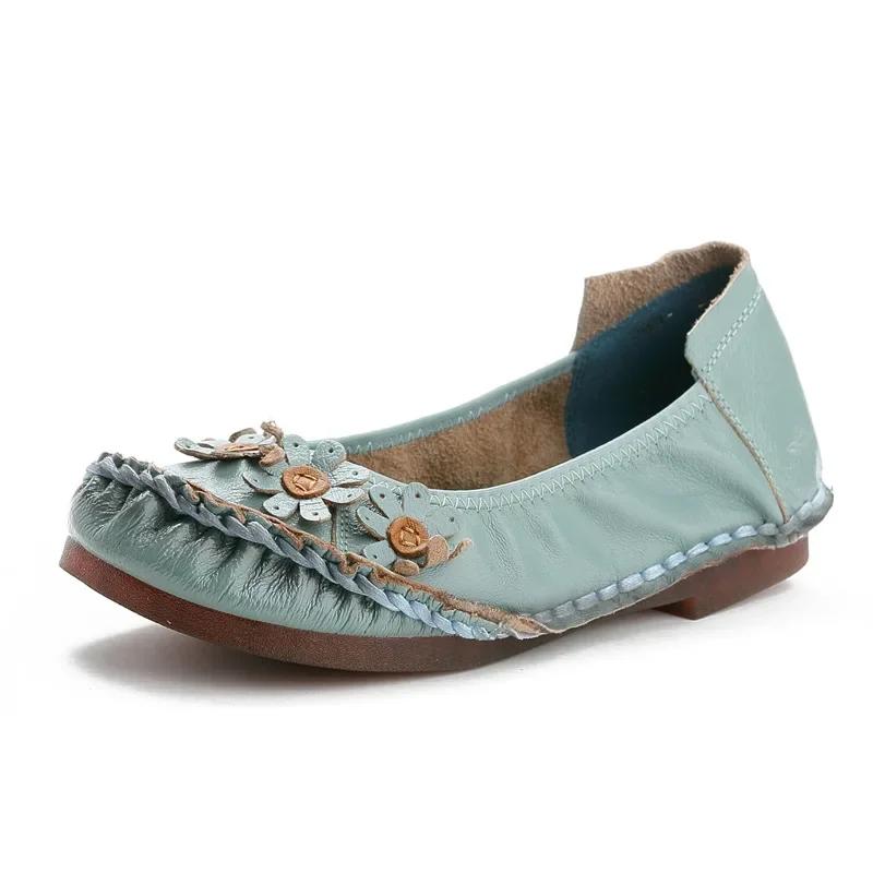 Moda Nuevos Flores Zapatos de Mujer Étnicos Alta Calidad Mocasines Moda Slip on Planos Zapatos Casuales Femeninos Suela Blanda Zapatos de Mamá 2024