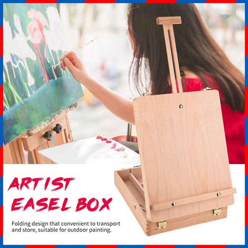 Wooden Children Drawing Supplies Table Desktop Easel Sketch Box Painting Supplies Oil Paint