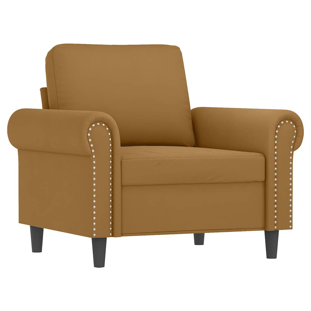 Vidaxl 3-Piece Lounge Set, Upholstered In Velvet, Brown
