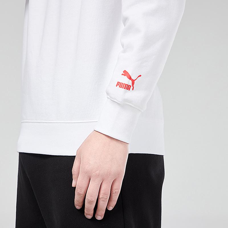 Puma New Year Mahjong Series Back Print Crew Neck Sweatshirt Men Tops White 531298-02