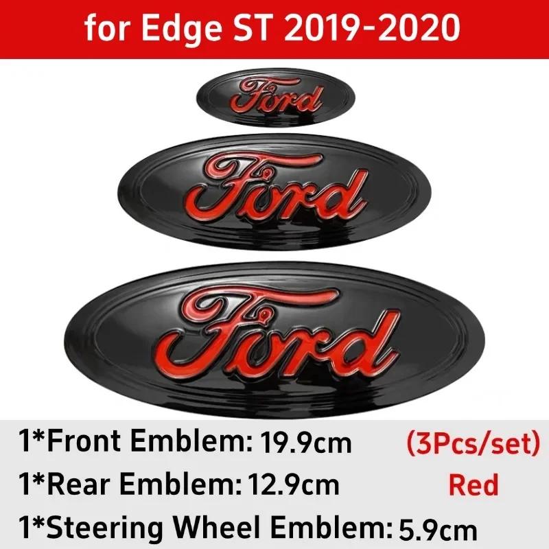 Metal Car Front Rear Steering Wheel Cover Badge Sticker for Ford Explorer Escape ST Kuga Mondeo Focus Edge Focus Taurus Equator