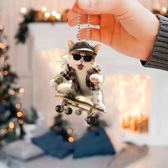 Car Pendant Lightweight Portable Cat Dog Design Hanging Pendant 2D Acrylic Charm Keychain Keys Backpacks Handbags Accessories