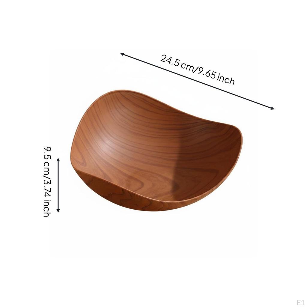 Fruit Platter Bowl WoodGrain Finish Wooden Thickened Tableware for Table Ebony L