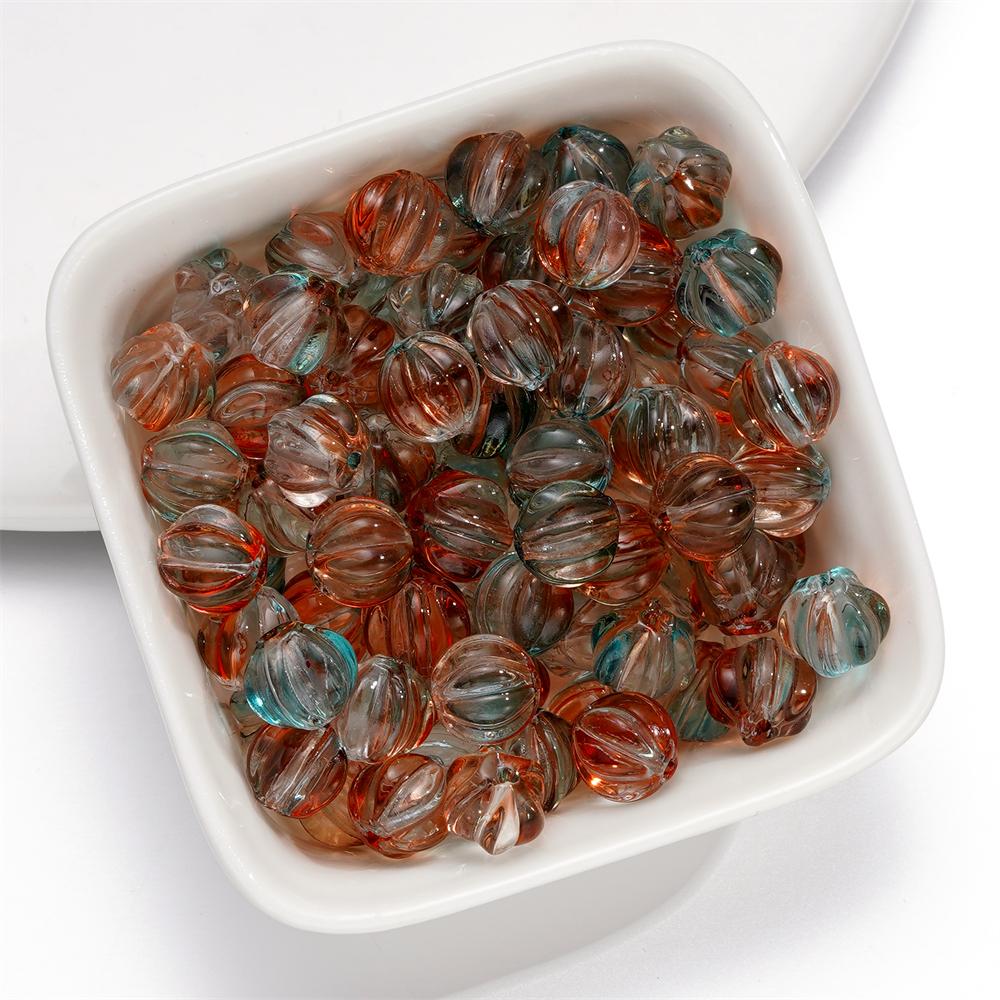 20/50pcs 8mm Glass Pumpkin Beads Spacer Bead for Bracelet Necklace Earrings Keychain DIY Halloween Jewelry Making Accessories