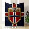 Norwegian Flag Emblem Design Printed Flannel Blanket for Bedroom, Living Room, Sofa, and Nap