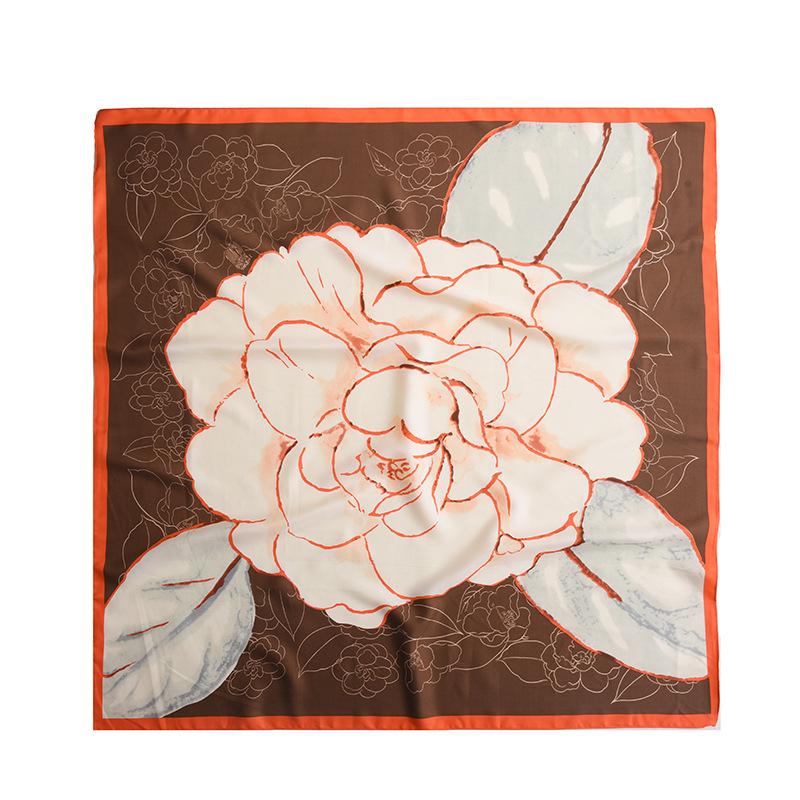 Foulard Stampati Primavera ed Estate, Foulard Quadrati 90 Fiore di Tè, Foulard da Donna Protezione Solare, Foulard, Accessori