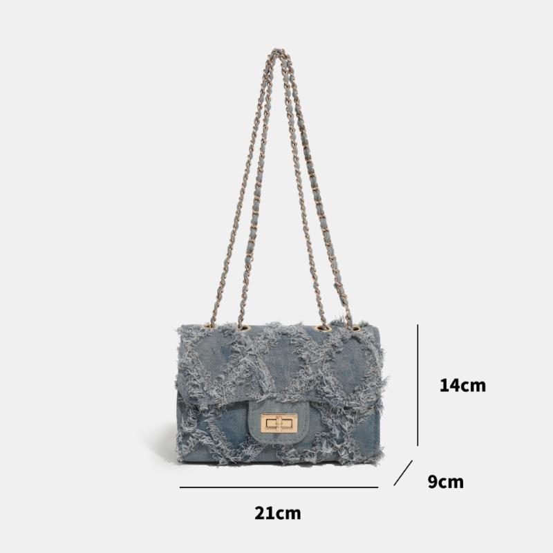 Rag Denim Bag Women's New Fashion Diamond Square Bag Commuter Messenger Chain Bag
