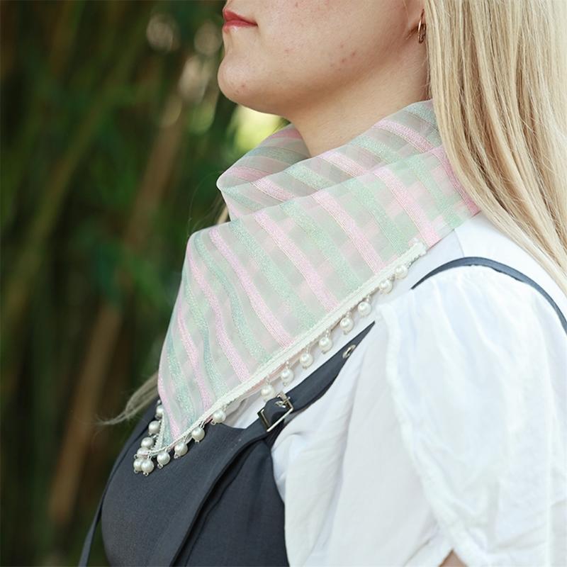 Eleganter Halstuch-Quasten-Schal mit Kunstperlendekor für Damen und Mädchen Weiches Dreieckstuch für Barkeeper