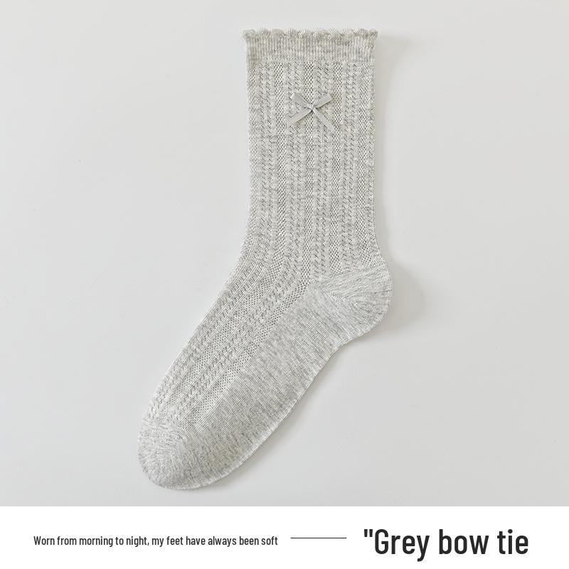 Women s Spring & Summer Breathable Cotton Mesh Socks with Lolita Lace Bow