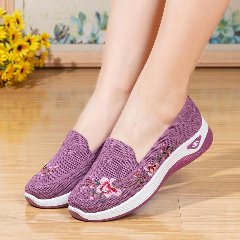 

Летние популярные распродажи тканые дышащие туфли на плоской подошве для мам весна-лето из старой пекинской ткани женские ретро этнические туфли с вышивкой 35 лавандовый