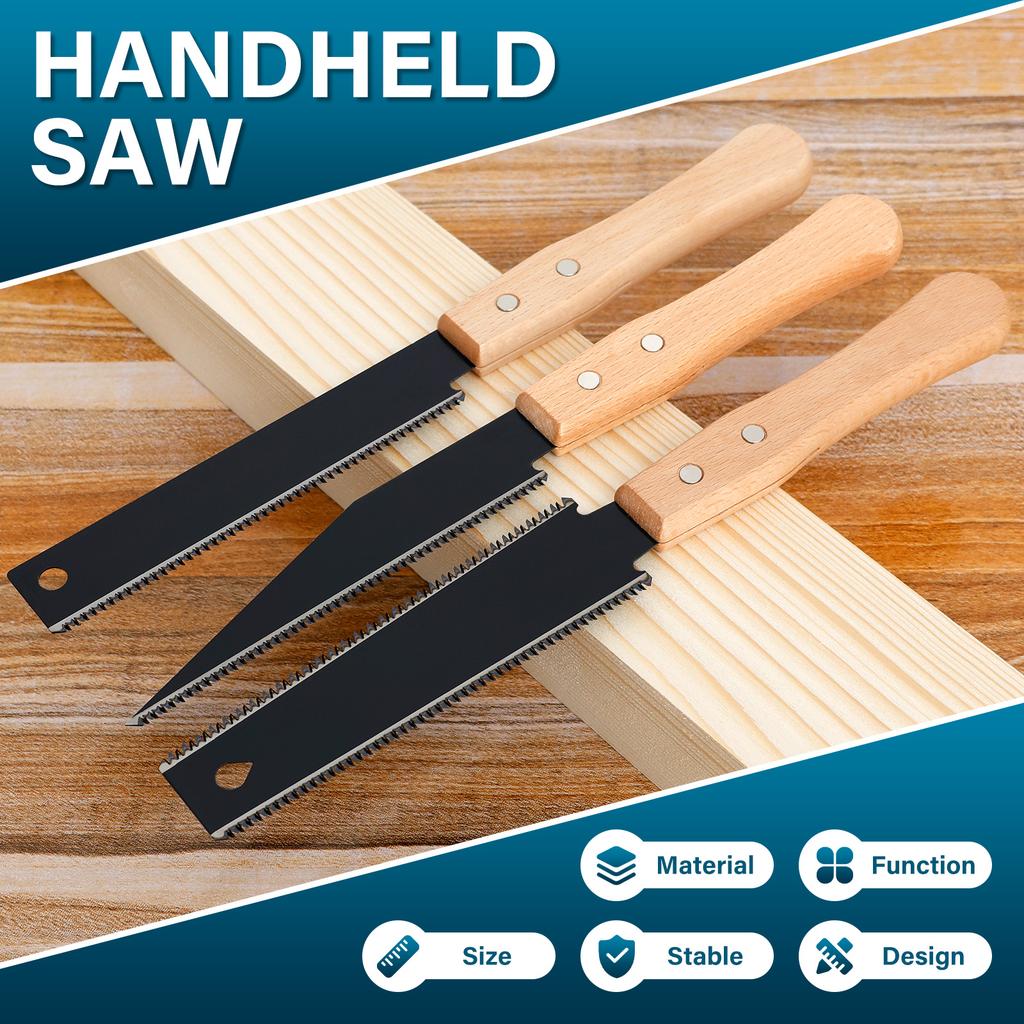 3PcsJapanese Style Hand Saw Single Double Sided Fine Tooth Wood Saw SK5 Steel Flexible Hand Saw Garden Hand Tool for Woodworking