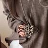Retro Leopard Eyeglasses Storage Bag Pendant Hanging Neck Glasses Clip Pendant Durable Glasses Clip Simple Hanging Neck Pouch