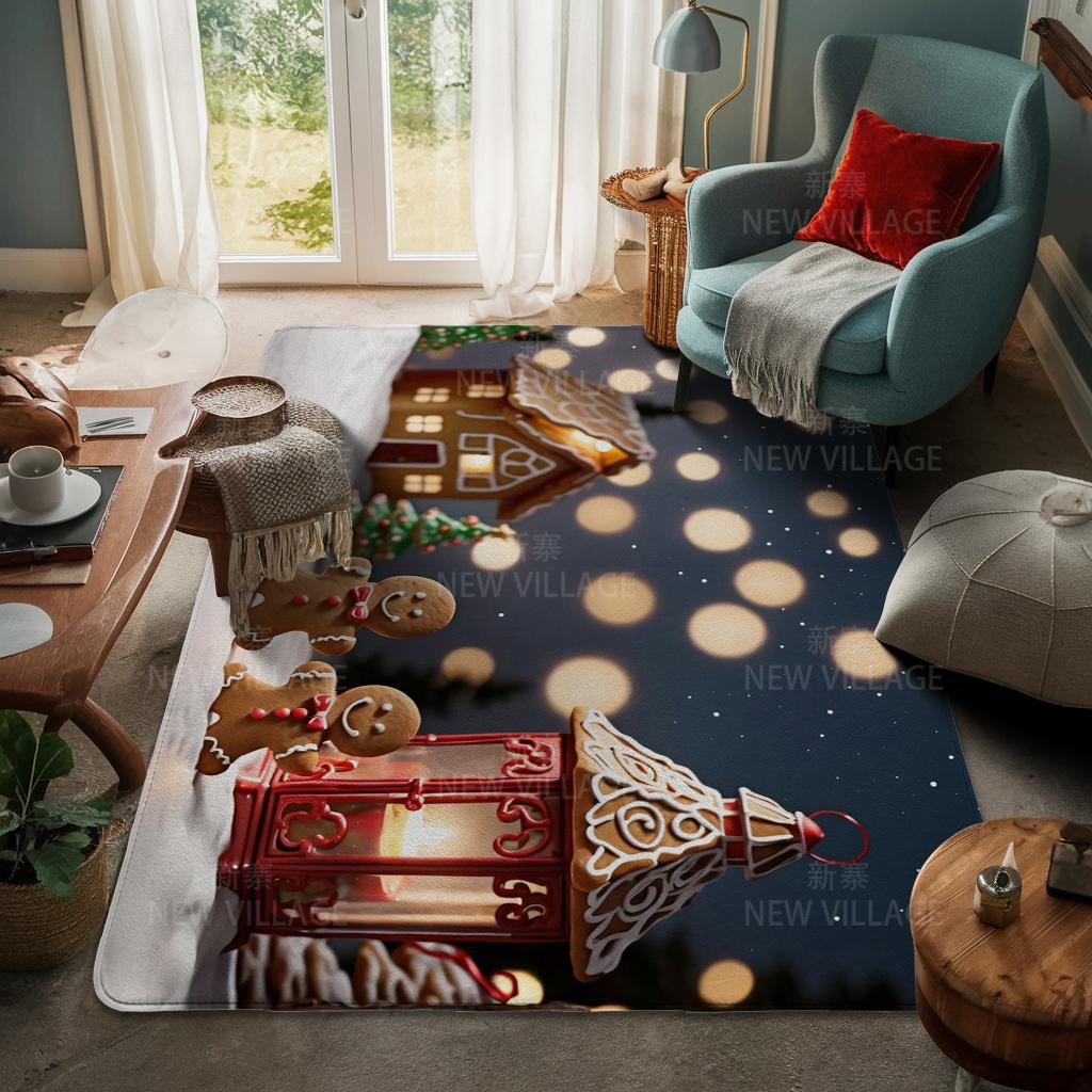 House Entrance Carpet Home Door Mat Living Room Bath Foot Bathroom Non-slip Water Absorption Rugs Bath Merry Christmas Winter
