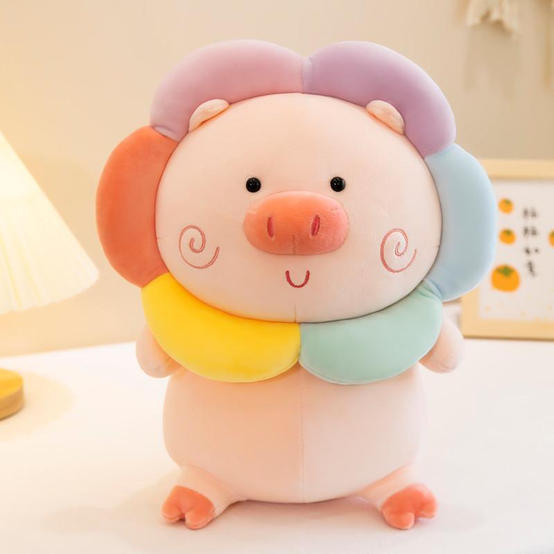 Pig Rainbow Plush Doll With Creative Design For Girls Bedroom Decor Gifts And