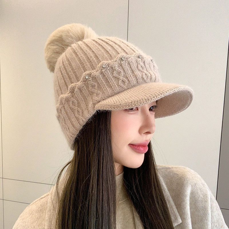 Hat Women's Winter Fleece Knitted Hat Cold-proof and Warm Ear Protector Cap Fashion Thickened Wool Hat