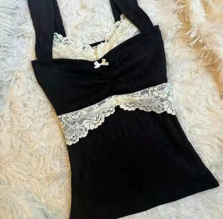 Y2K Harajuku Lace Bow Camisole - Spicy Girl Retro Summer Top