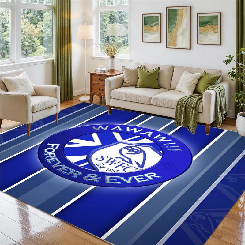 Sheffield Wednesday Design Crystal Velvet Rug Soft Decorative Mat for Bedroom Entrance