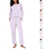 Women's Casual Printed Pajama Set with Round Neck and Loose Fit for Sleep and Lounging