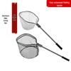 Silicone Black Aluminum Fishing Landing Net with Telescopic Handle - Anti-Snag Design for Sea Fishing