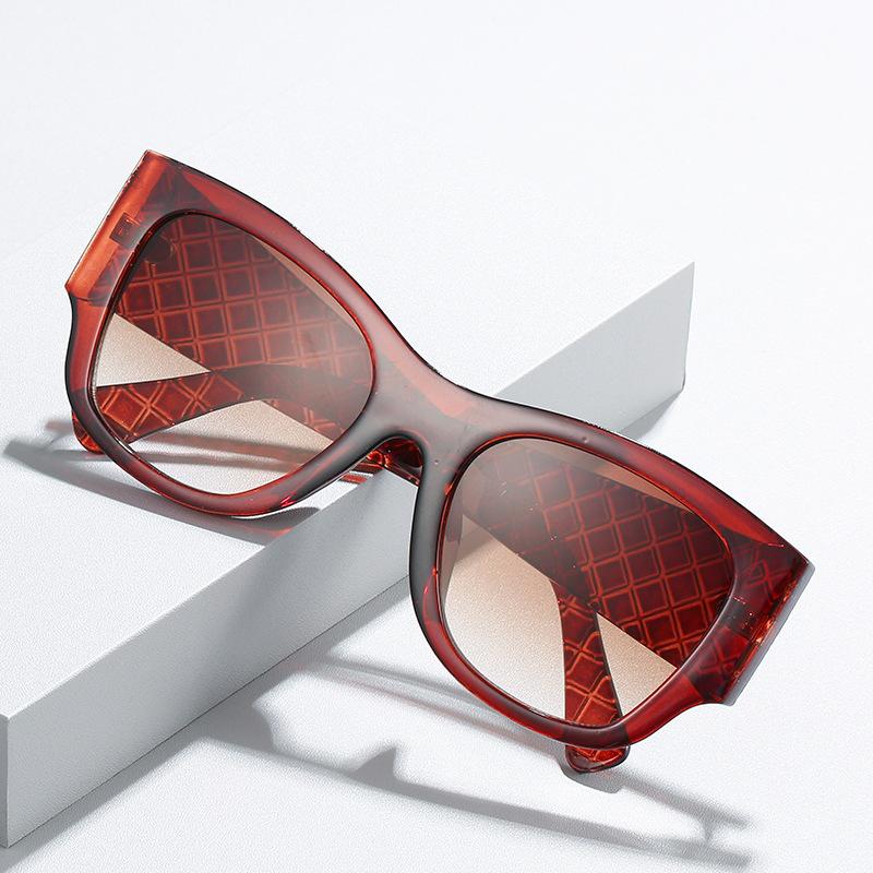 New Versatile Square Glasses European And American Personality Trend Cat Eye Sunglasses Fashion Plaid Wide Leg Sunglasses