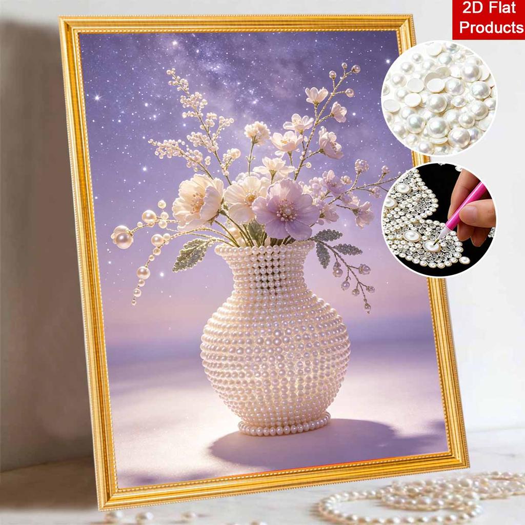 Handmade Pearl Painting Kit Elegant Flowers DIY Frameless 3D Bead Art Canvas Creative Leisure Home Decoration Gift
