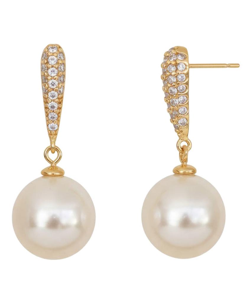 Alleun Silver 925 Cubic Teardrop Pearl Earrings Bold Mini