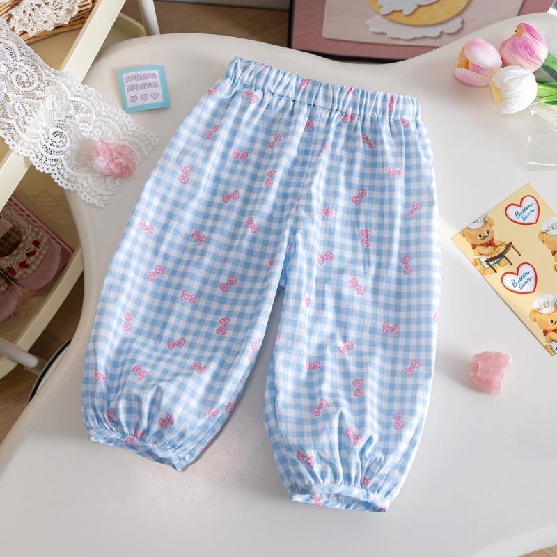 

Girls Cartoon Mosquito Pants Baby Outdoor Trousers Printed Casual Pants Children s Bunch Pants Kids Summer Clothes 80 синий