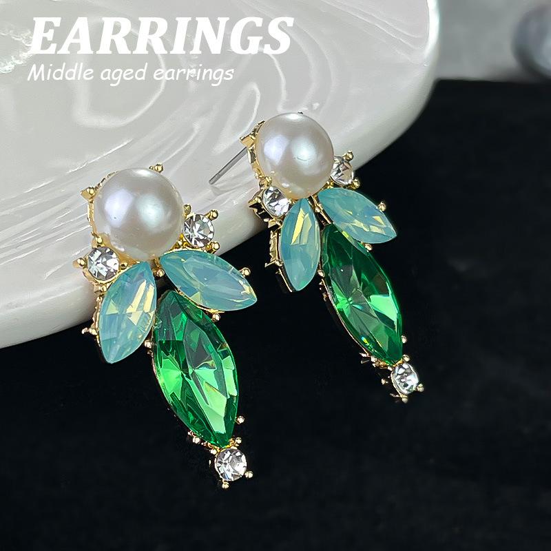 Boucles d'oreilles pendantes Zircon Fleur Colorée pour Femmes, Boucles d'oreilles pendantes Statement pour Fête & Usage Quotidien