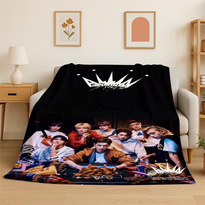 Fashion Kpop Stray Kids Soft Flannel Throw Blanket,Cozy Blanket for Bed,Couch,Sofa,Bedroom,Living Room,Travel,Picnic Camping