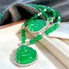 Retro Chinese-Style Lighting Glass Body Natural Green Chalcedony Buddha Male Agate Chain Necklace Women'S Basic Commuter Model