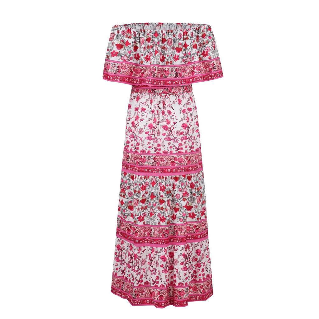 Fashion Women's Casual Summer Printed Elatic Waist Pullover Loose Dress