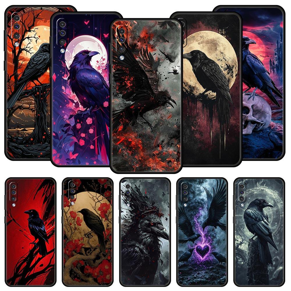 Black Raven Phone Case for Samsung Galaxy A56 A36 A26 A16 A34 A24 A42 A22 A20 A12 A40 A30 A10 5G Soft TPU Cover Shell Fundas Bag