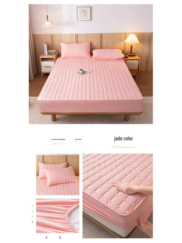 Rutschfeste, einfarbige, gesteppte Tagesdecke: Hautfreundliche, gewaschene Baumwolle