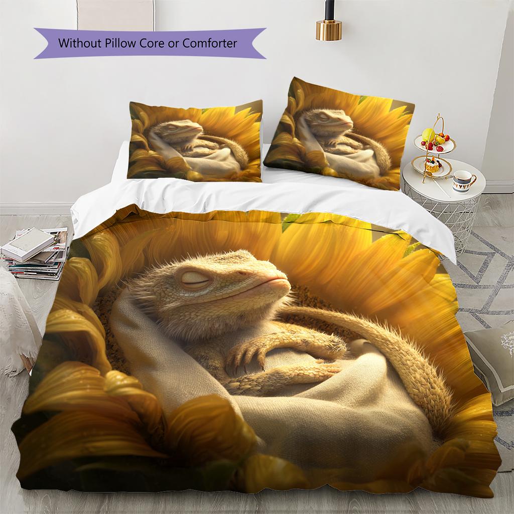 Conjunto de Colcha com Padrão de Desenho Animado Capa de Colcha Fronha Decoração de Casa Presente de Aniversário (1 capa de edredom + 2 fronhas, sem enchimento.)