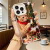 Christmas Cat with Red Scarf Hard Phone Case for Iphone 16 15 14 13 12 11 Pro Max Mini Shockproof Anti-Scratch Protective Cover