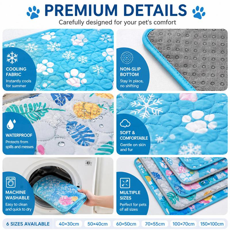 Dog Cooling Mat Summer Pet Cold Bed Extra Large For Small Big Dogs Pet Accessories Cat Durable Blanket Sofa Cat Ice Pad Blanket