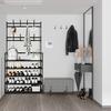 Free Standing Large Capacity Shoes Rack Multiple Hooks Strong Load-bearing 5 Tiers Hat Coat Shoes Storage Stand