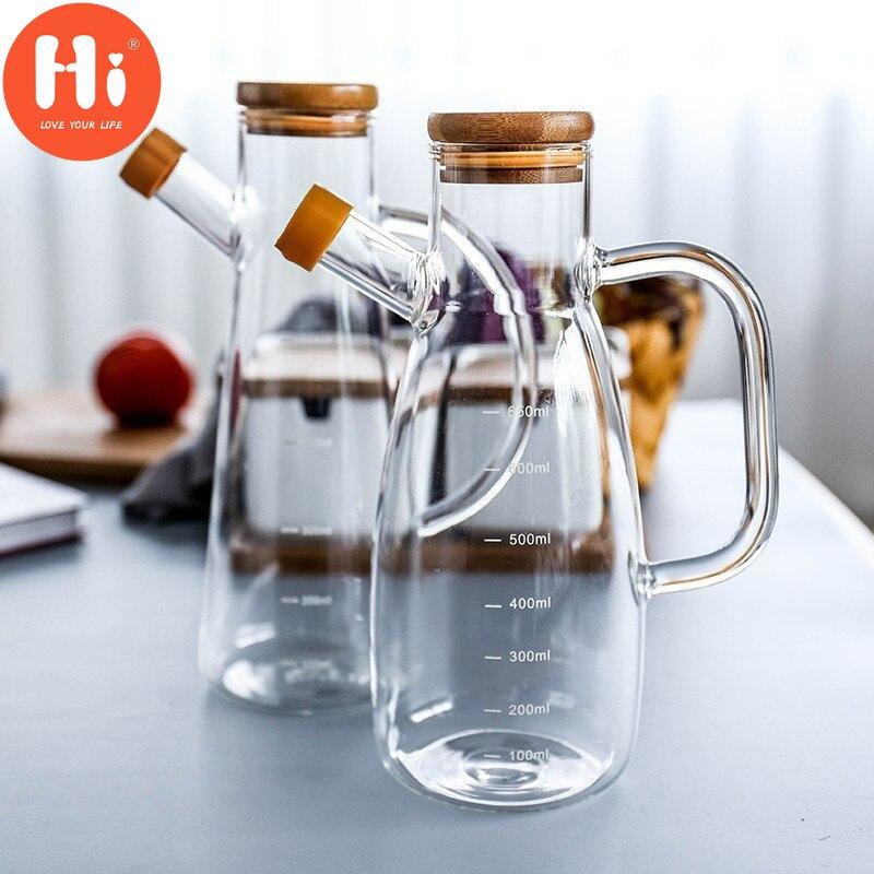 Hi Transparent Oil Bottle with Handle and Scale Heat-resistant Kitchen Tools Soy Sauce Vinegar Container