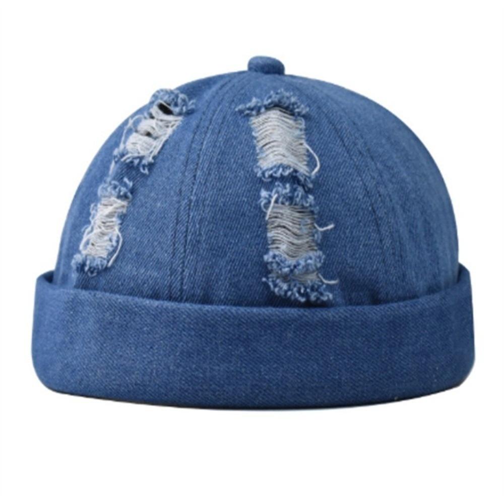 Denim Brimless Hat Dome Bucket Cap Simple Melon Docker Cap Streetwear