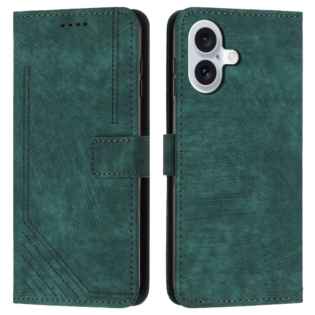 For iPhone 16 Plus Case Flip Wallet Protective Lines Leather Phone Cover