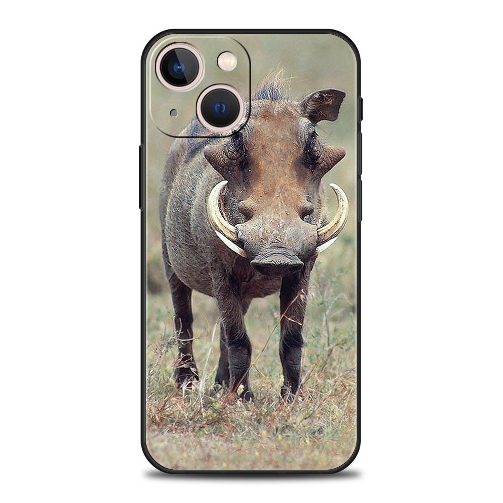 Animal Wild Boar Phone Case For iPhone 16e 15 14 13 12 11 Pro Max XS X XR SE 7 8 Plus Shell iPhone 16 Soft TPU Cover