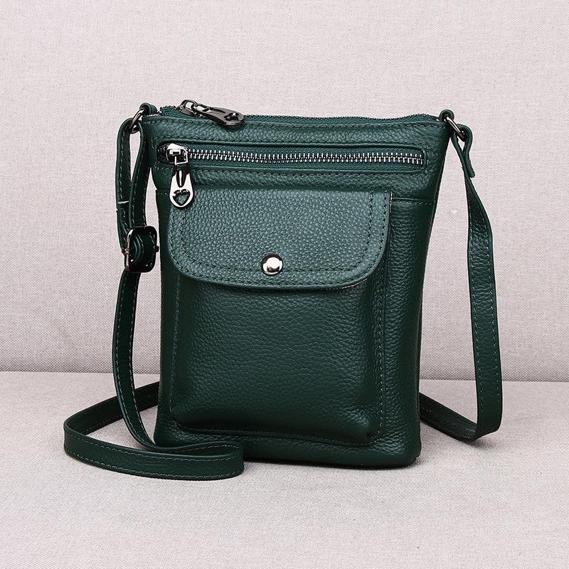 Mobile Phone Bag Female Messenger Leather Versatile First Layer Cowhide Spring And Summer Multi-Layer Small Satchel Mini Small Bag