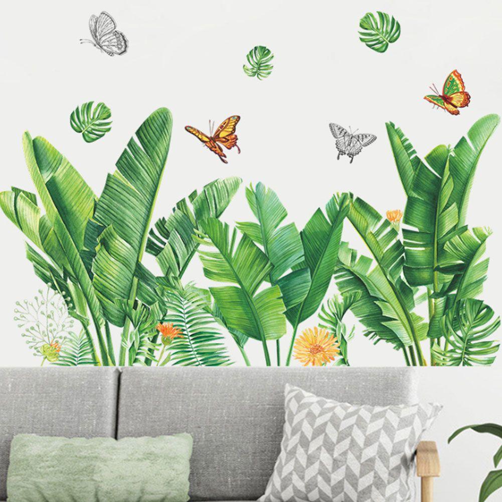 Art Murals Butterfly Removable Wall Stickers Flower Plants Leaves Wall Decals