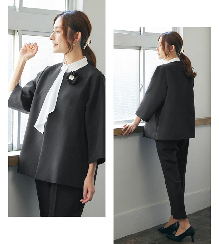 Suit Pants Suit 3 Piece Set Blouse BLACK 11 [Port Erie] Women's (Jacket + + Pants) No.