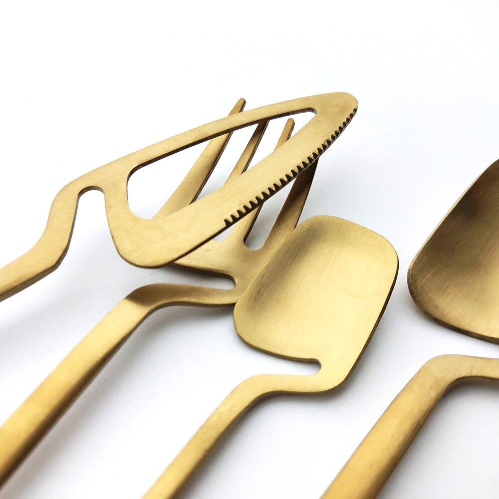 4pcs Rainbow Dining Knife Spoon Fork 304 Stanless Steel Flatware Cutlery Sets Ice Cream Dessert Coffee Spoons Dinnerware
